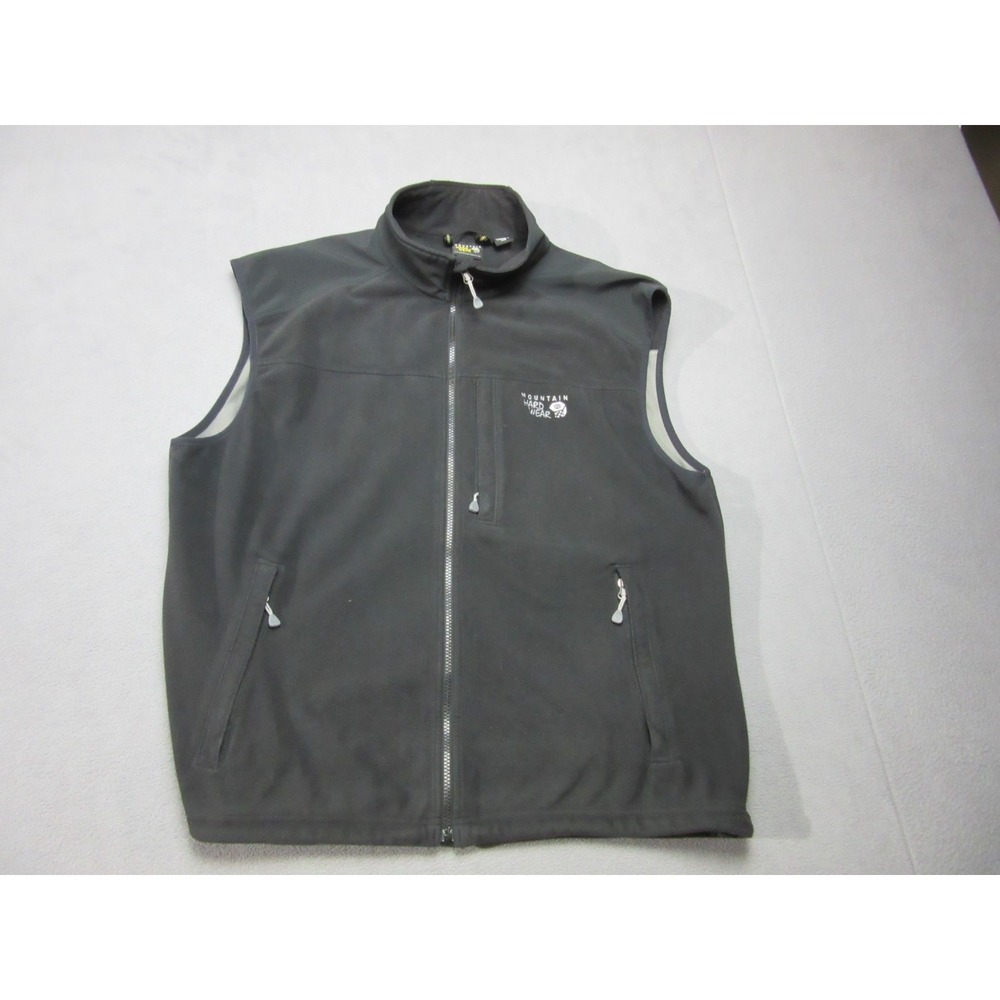 Mountain Hardwear Vest Mens 2XL Black Fleece Logo Mock Neck Outdoor Full Zip
